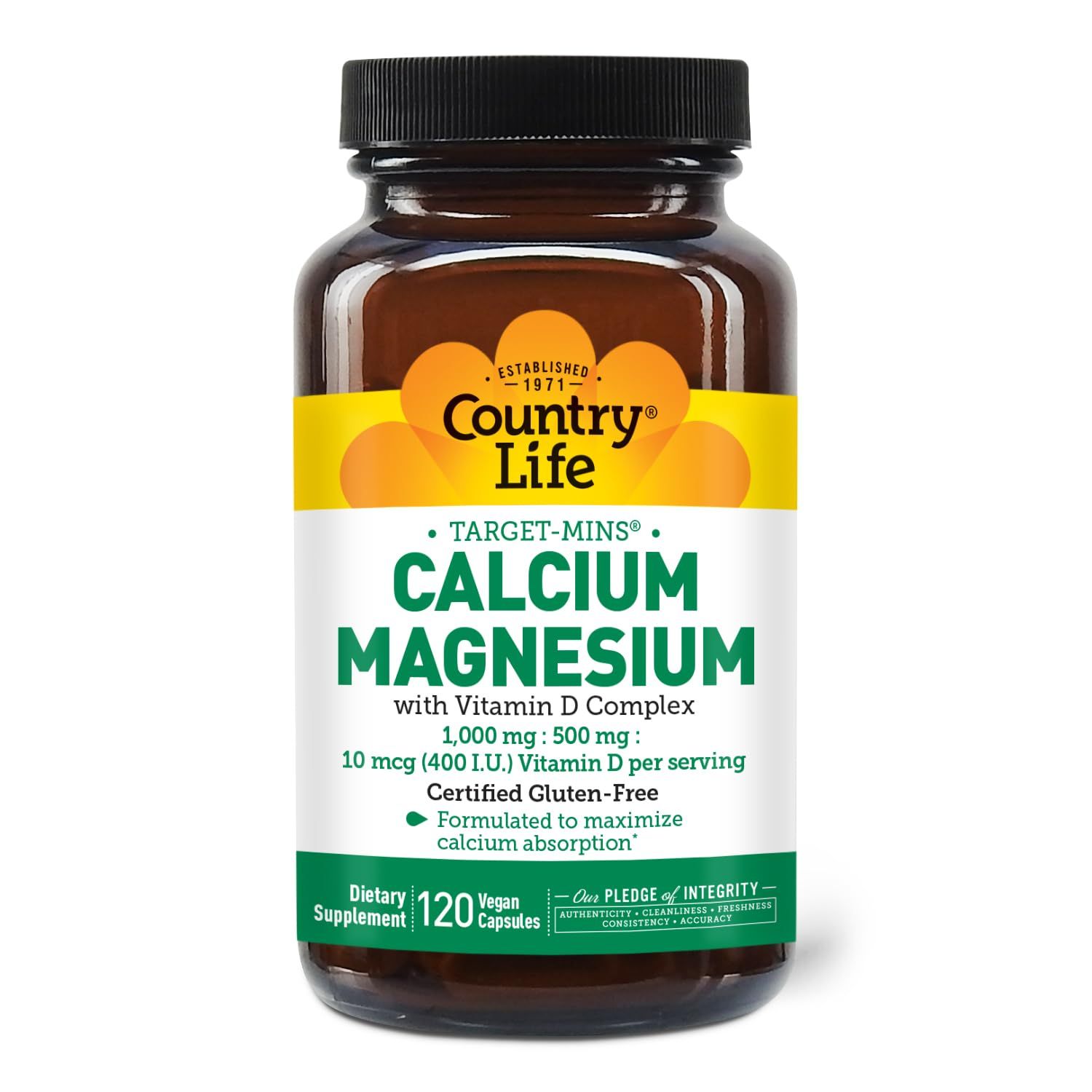 Country Life Cal-Mag Veg Capsules, 120 Capsules