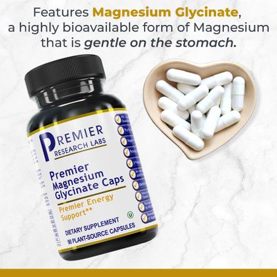 Premier Research Labs Magnesium Glycinate Supplement - Pure Magnesium, High Absorption, Supports Sleep Quality, Chelated, Vegan, Third Party Tested, Premier Energy Support - 90 Capsules