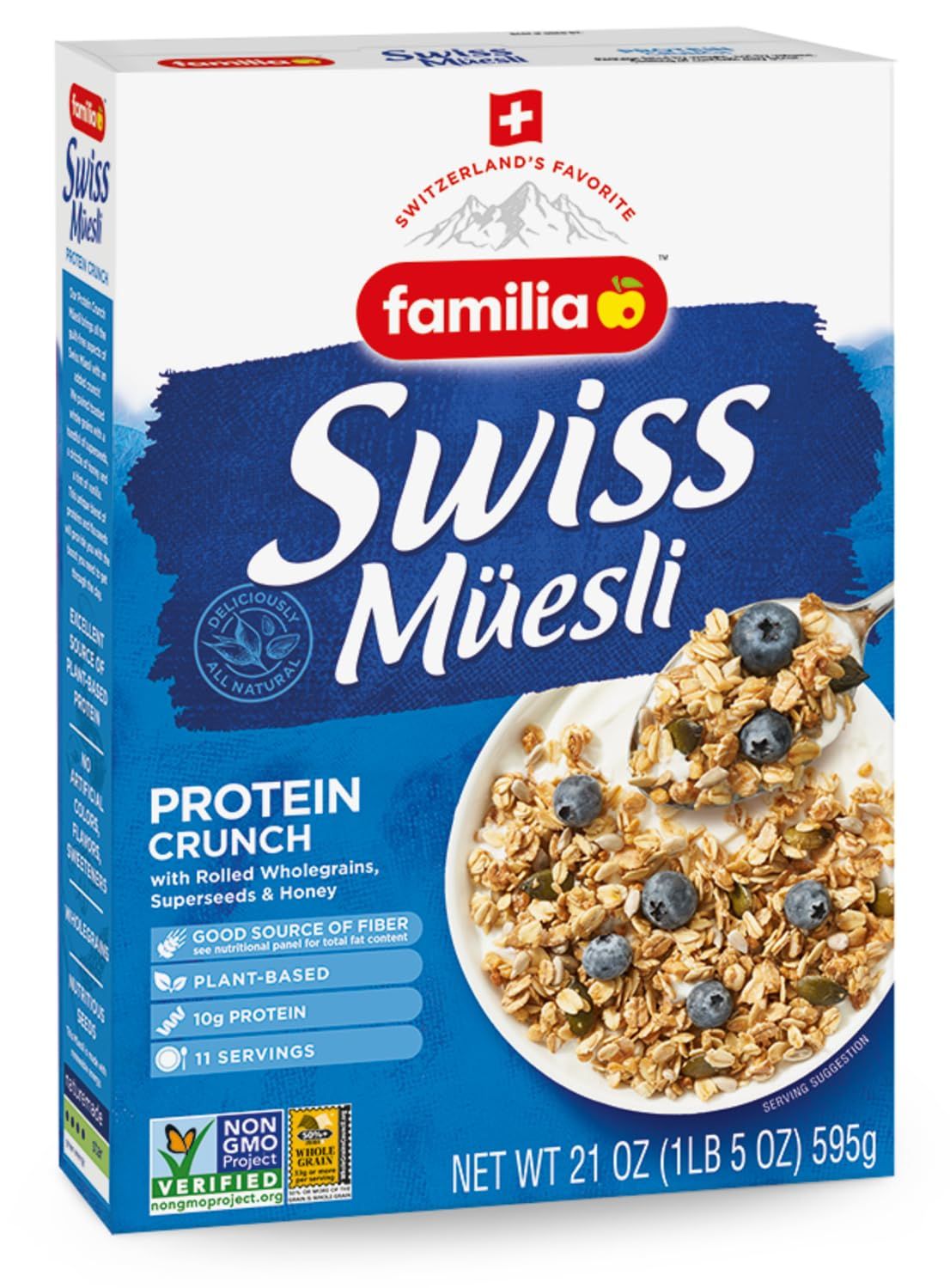 Familia Swiss Muesli Protein Crunch, Energy-Packed Cereal with Superseeds Honey, 21oz (Pack of 1)