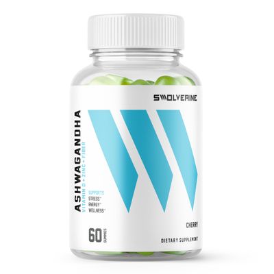 Swolverine Ashwagandha Vitamin Gummies Zinc, Vitamin D, Relax, Sleep, Strength, Non-GMO, Vegan - Cherry (60 Count)
