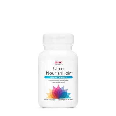 GNC Women&#39;s Ultra NourishHair Vitamins Supports Healthy Hair, Skin and Nails Biotin with Vitamins C, E and Zinc Daily Supplement 60 Count