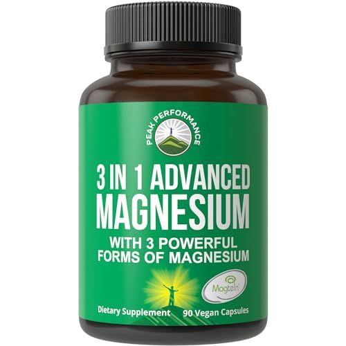 3 in 1 Advanced Magnesium Complex Vegan Capsules with Magnesium L-Threonate, Glycinate, and Taurinate. High Absorption and Bioavailability. 3 Top Magnesiums in One Supplement 90 Pills