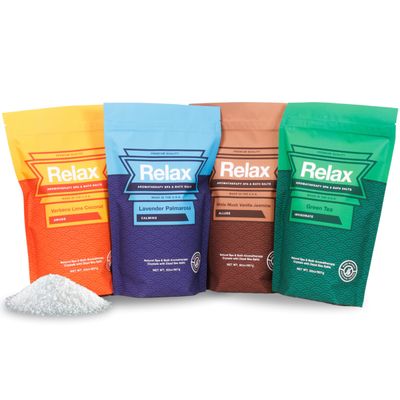Relax Spa Bath, Epsom Dead Sea Salts, Aromatherapy Bath Salts for Hot Tub, Bath, or Spa, Infused with Magnesium, 4 Pack, Escape Therapy