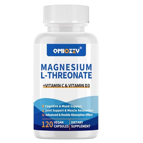 Magnesium L-Threonate, Liposomal Magnesium L Threonate with Vitamin C D3, High Absorption Organic Supplement for Sleep, Cognitive Memory Support, Non-GMO, 2000mg, 120 Veg Capsules (60 Days Supply)