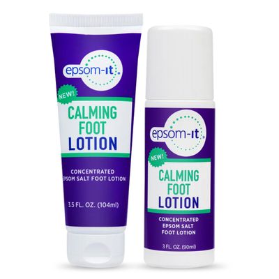 Epsom-It Calming Foot Lotion Set - Topical Magnesium Cream Rollerball for Feet Ankles, Epsom Salt Magnesium Sulfate Rub, Soften Tough Skin Cracked Heels, Stiffness in Legs, Knees and Feet, 3.5oz