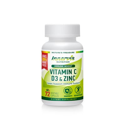 INNERVISNUTRITION Immunity Immune Boost Vitamin C 900mg, D3 2,500 IU, Zinc 25mg 72 Veggie Capsules, 72-Day Supply Immune System Support Made in USA, Vegetarian-Friendly, 3rd Party Lab Tested