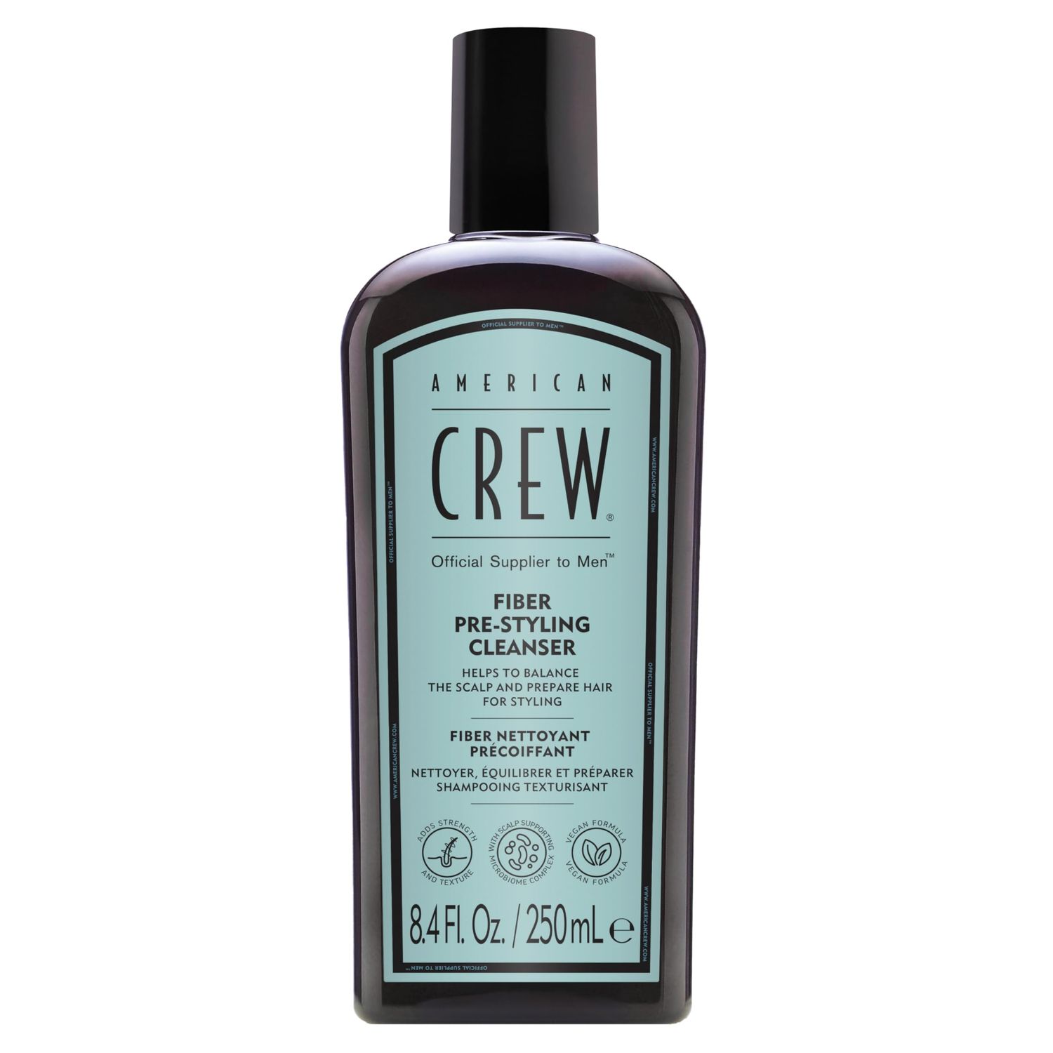 AMERICAN CREW Men&#39;s Pre-Styler Fiber Shampoo for Damaged Fine Hair, Strengthening Shampoo, Adds Thickness Shine, Vegan, 8.4 fl oz