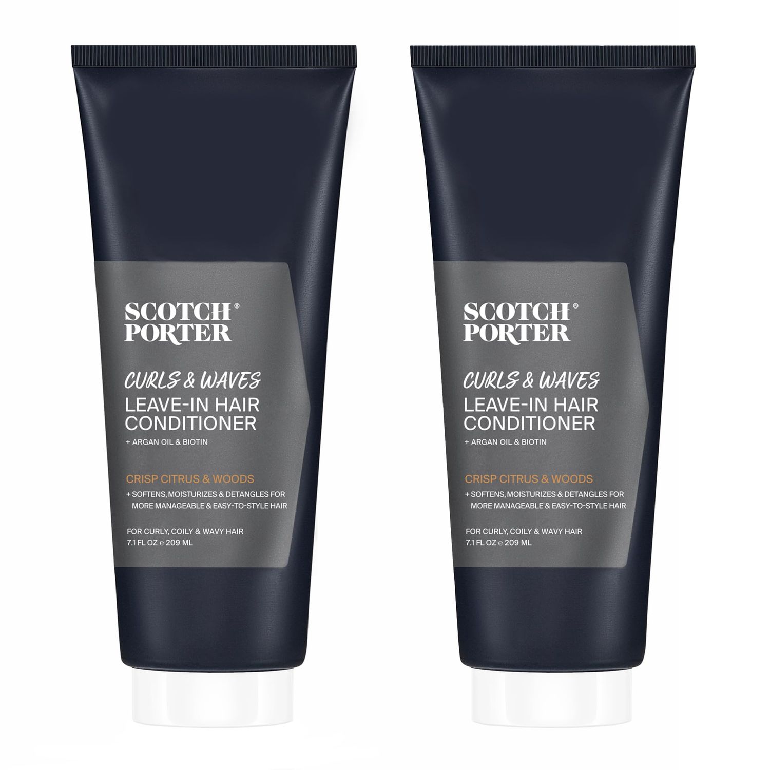 Scotch Porter Curls Waves Leave-In Hair Conditioner Twin Pack - Moisture Rich Daily Lightweight Hair Moisturizer that Intensely Hydrates, Smooths Defines Curls Waves - 2 7.1oz