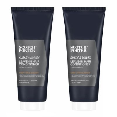 Scotch Porter Curls Waves Leave-In Hair Conditioner Twin Pack - Moisture Rich Daily Lightweight Hair Moisturizer that Intensely Hydrates, Smooths Defines Curls Waves - 2 7.1oz