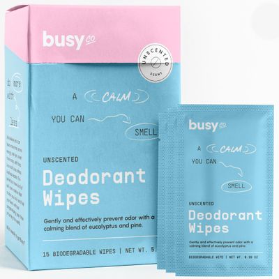 Calm Line Deodorant Wipes - 15ct Unscented Deodorant for Women wZinc, Prebiotics Papaya - Individually Wrapped - Sweat Wipes for Gentle Brightening, Odor Control Cleansing