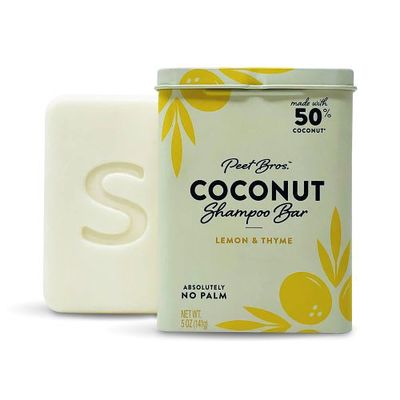 Peet Bros. Lemon Thyme Coconut Shampoo Bar - Moisturizing, Vegan, Palm Oil-Free, No Artificial Fragrances, Planet Friendly, Made in USA - 5 oz