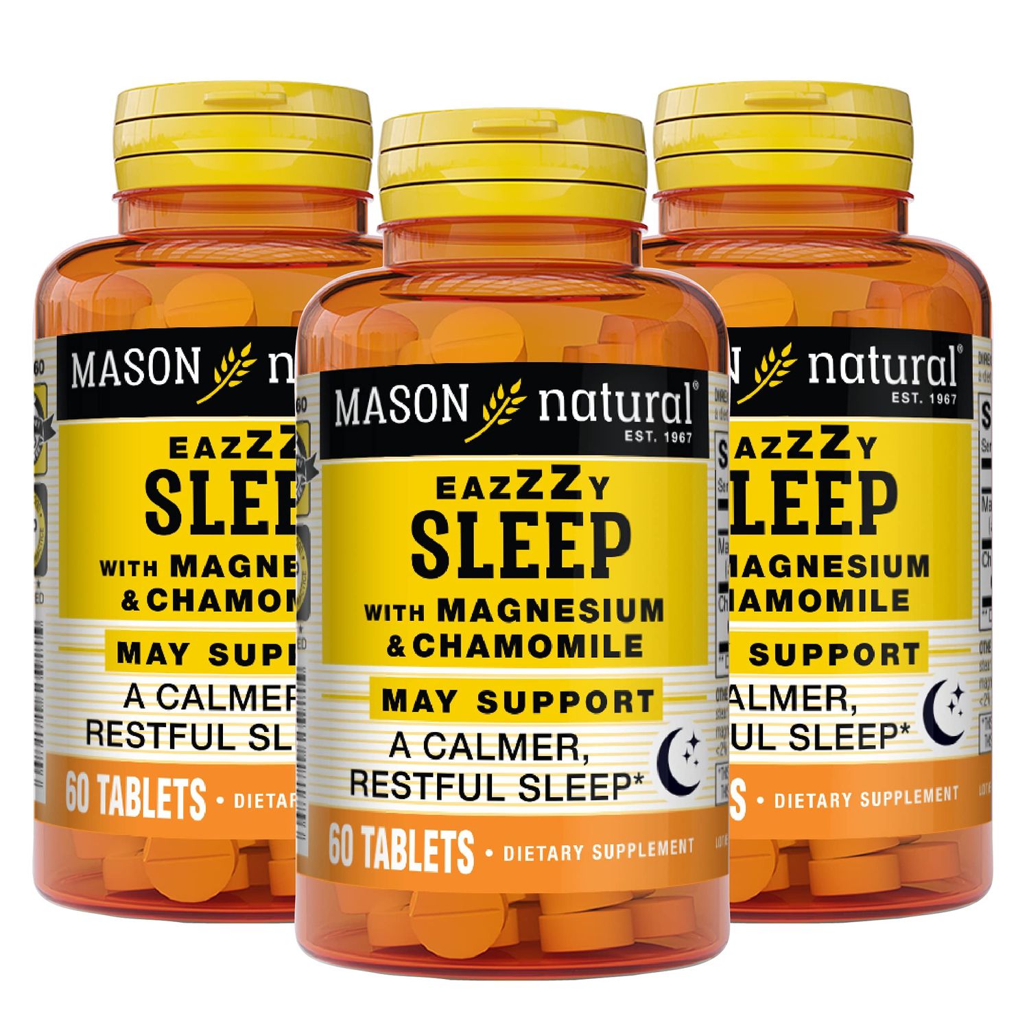 Mason Natural Eazzzy Sleep with Magnesium Chamomile - Natural Sleep Aid, Supports A Calmer Restful Sleep, 60 Tablets (Pack of 3)