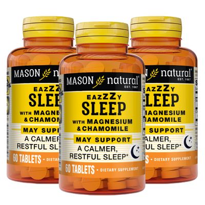 Mason Natural Eazzzy Sleep with Magnesium Chamomile - Natural Sleep Aid, Supports A Calmer Restful Sleep, 60 Tablets (Pack of 3)