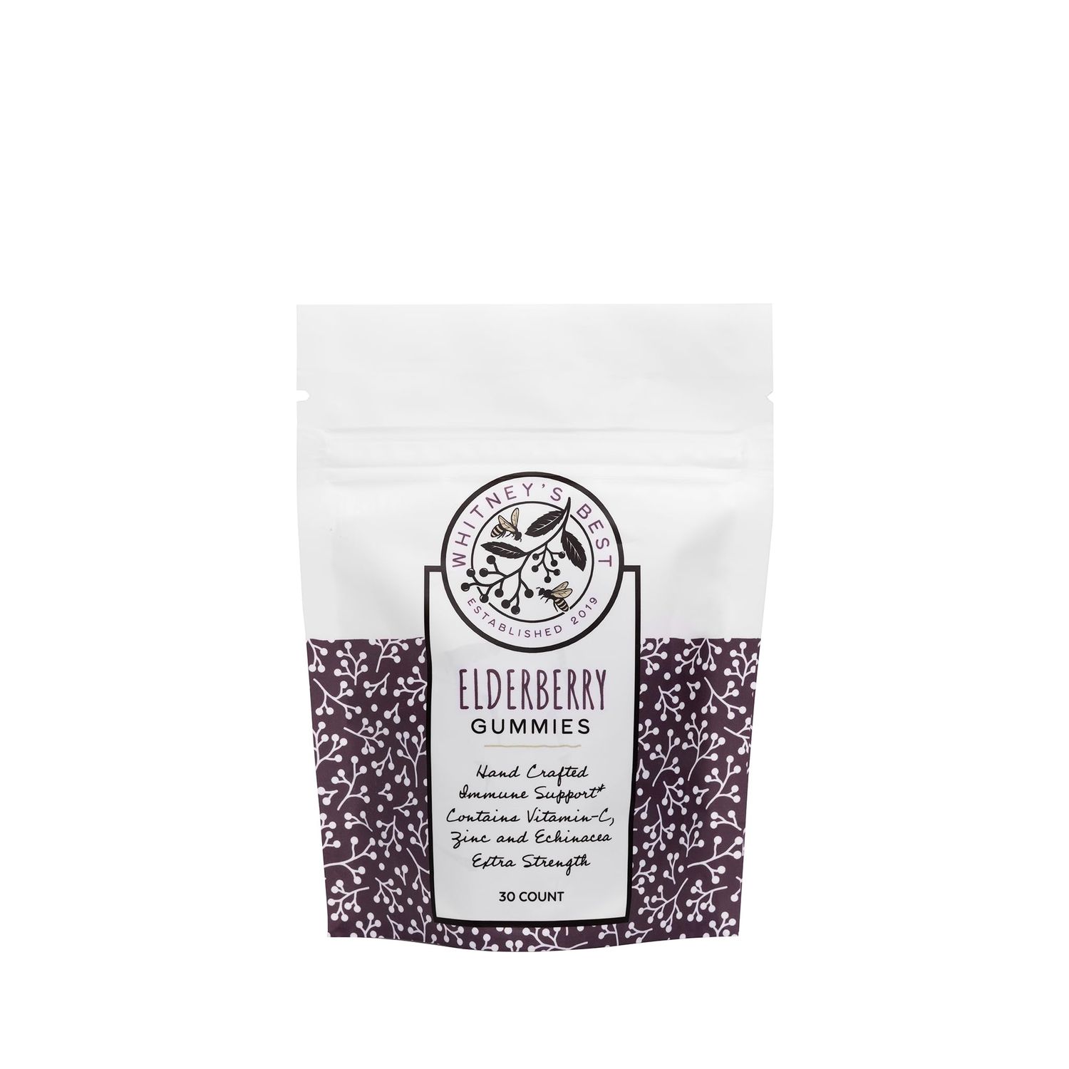 Whitney&#39;s Best Elderberry Gummies 30ct, Pure Elderberry, Immune Support Supplement with Vitamin C, Zinc, and Echinacea for Adults Kids, No Preservatives, Dyes or Gelatins, Vegan