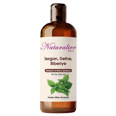 Naturalive Beauty Natural Hair Shampoo Repair and Provides Hygiene - With Nettle, Laurel and Rosemary, Vegan, Paraben Free, Sulfate-Free - For All Hairs, Natural Ingredients, 500ml 16.9 fl oz