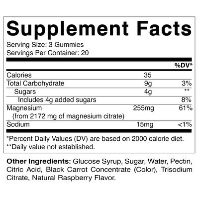 Vitamatic Extra Strength Magnesium Gummies - 255 mg (Elemental Magnesium) per Serving - 60 Vegan Gummies Supports Relaxation, Muscle Nerve Function, Bone Health Energy Production