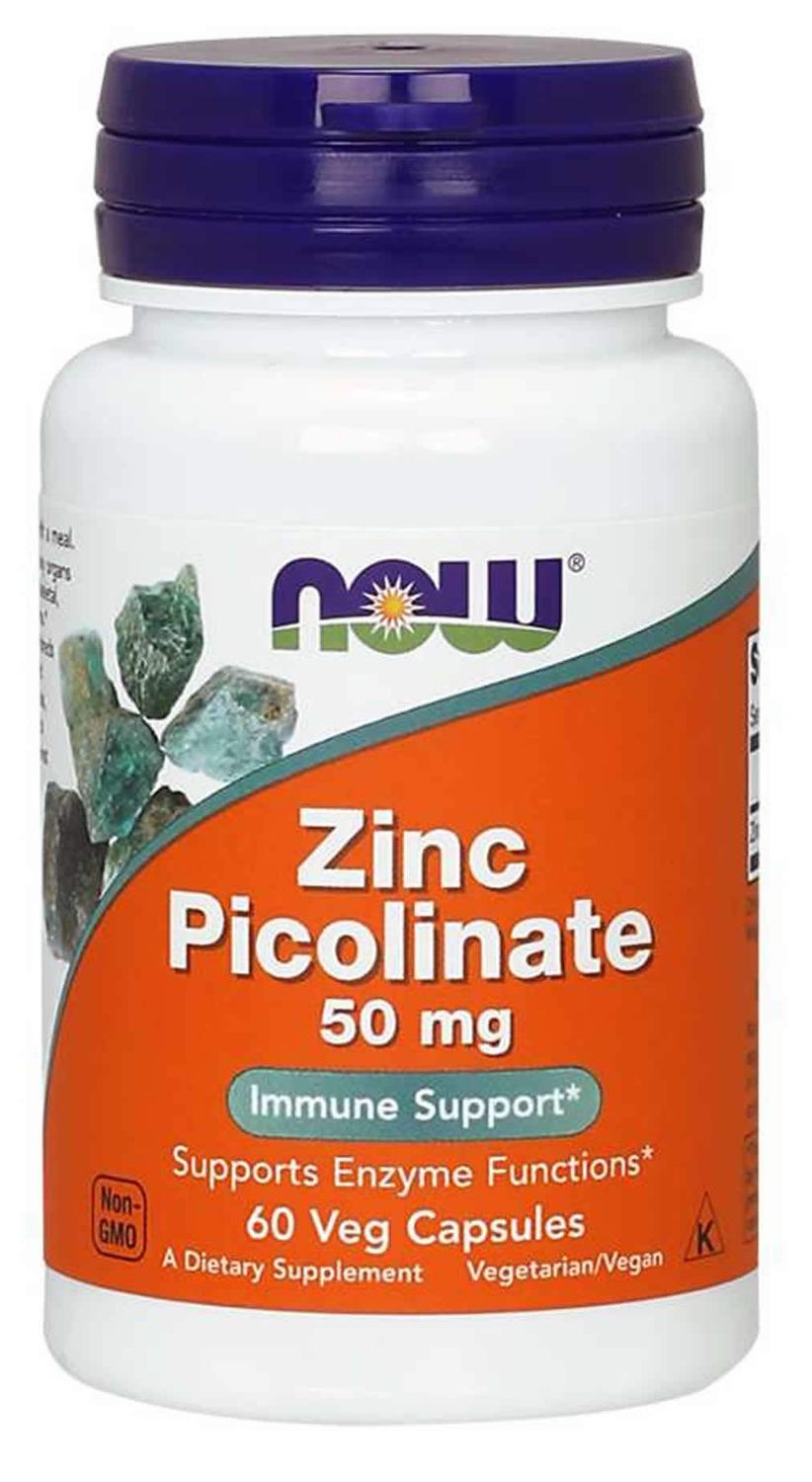 NOW Zinc Picolinate 50mg, 60 Capsules (Pack of 3)
