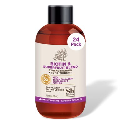 Soapbox Biotin Conditioner, Travel Size Biotin Collagen Super Fruit, Bulk Pack Travel Toiletries, Volumizing Softening Conditioner to Promote Hair Growth, Strength, 24-Pack, 3.3 oz Each