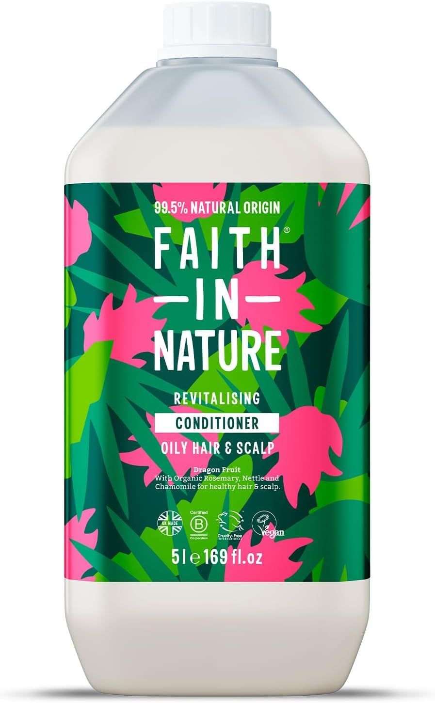 Faith in Nature Natural Conditioner - Vegan Cruelty Free, No SLS or Parabens - 169 fl oz Refill Pack, Dragon Fruit