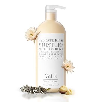 VoC Haircare - Natural Hydrating Conditioner - Rinse Deep Moisturizing, Anti-Frizz, Sulfate-Free, Non-Toxic, Vegan Haircare for Women and Men with Shea Butter, White Tea, Vanilla Cactus (32 oz)