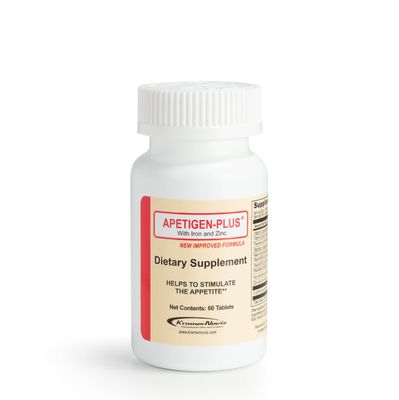 Apetigen-Plus Vitamin C, E, B-1, B-2, B-3, B-5, B-6, B-12, Zinc, Iron, and L-Lysine Supplement, Helps to Stimulate The Appetite, C, E B-Vitamins, Sugar-Free, No Fish Oil. 60 Tablets