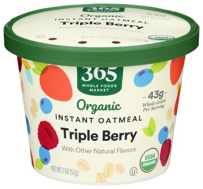 365 by Whole Foods Market, Oatmeal Triple Berry Instant Organic Single, 2 Ounce