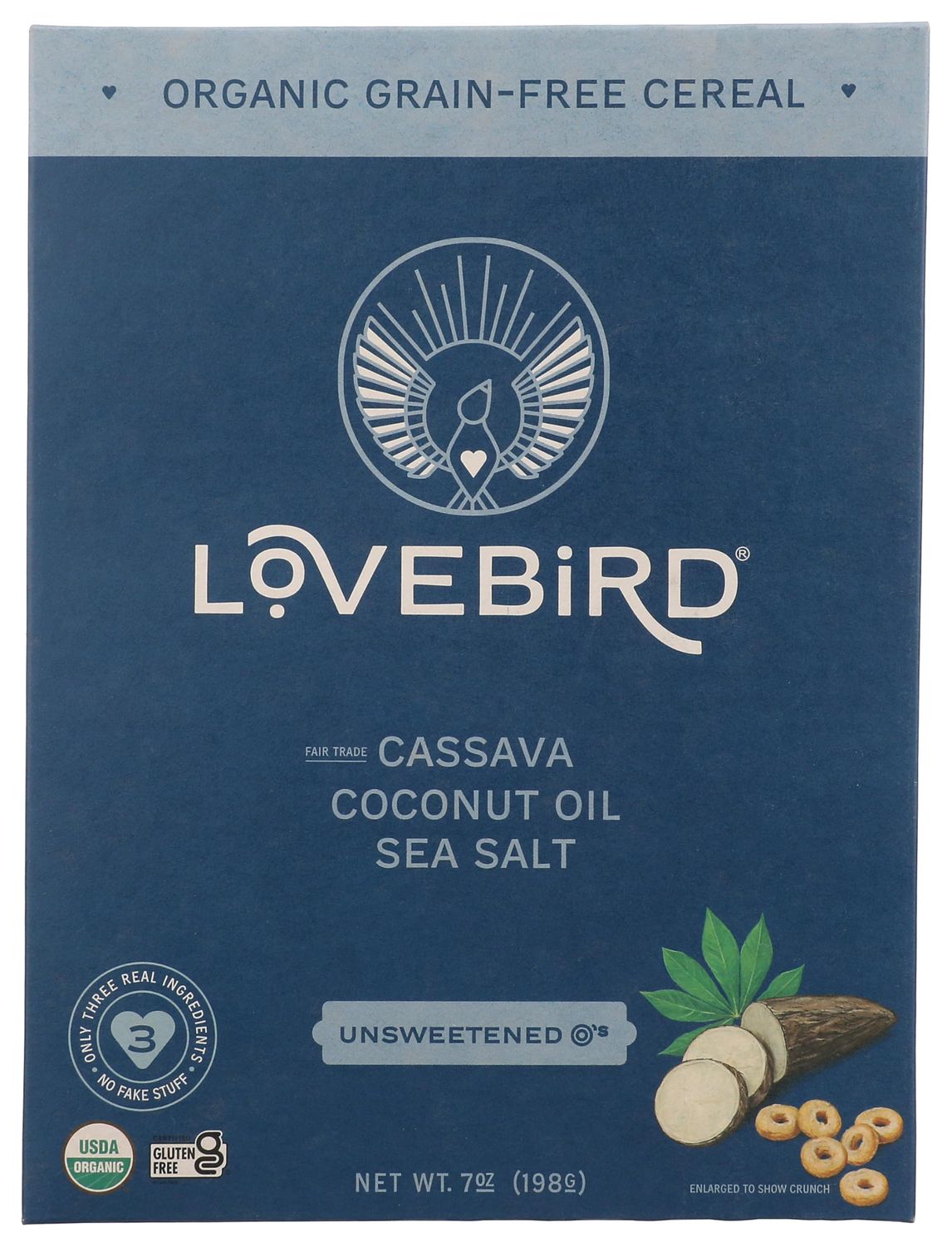 Lovebird Organic Grain Free Unsweetened O&#39;s Cereal, 7 OZ