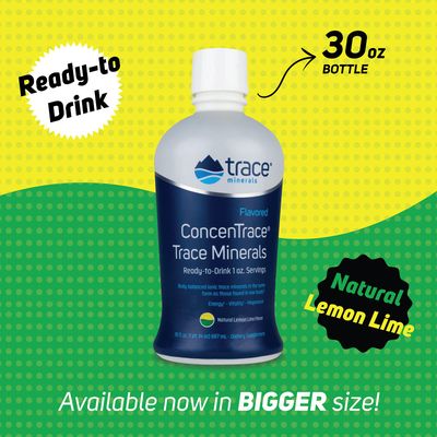 Trace Minerals ConcenTrace - Liquid Mineral Supplement with Magnesium Vitamin C - Dietary Supplement with White Grape Lemon Juice - Natural Lemon Lime Flavor, 30 fl oz (30 Servings)