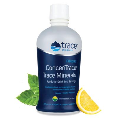Trace Minerals ConcenTrace - Liquid Mineral Supplement with Magnesium Vitamin C - Dietary Supplement with White Grape Lemon Juice - Natural Lemon Lime Flavor, 30 fl oz (30 Servings)