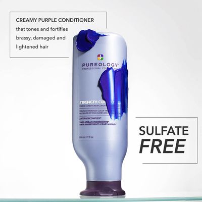 Pureology Strength Cure Blonde Purple Conditioner for Blonde Lightened Color-Treated Hair, 9 Fl Oz