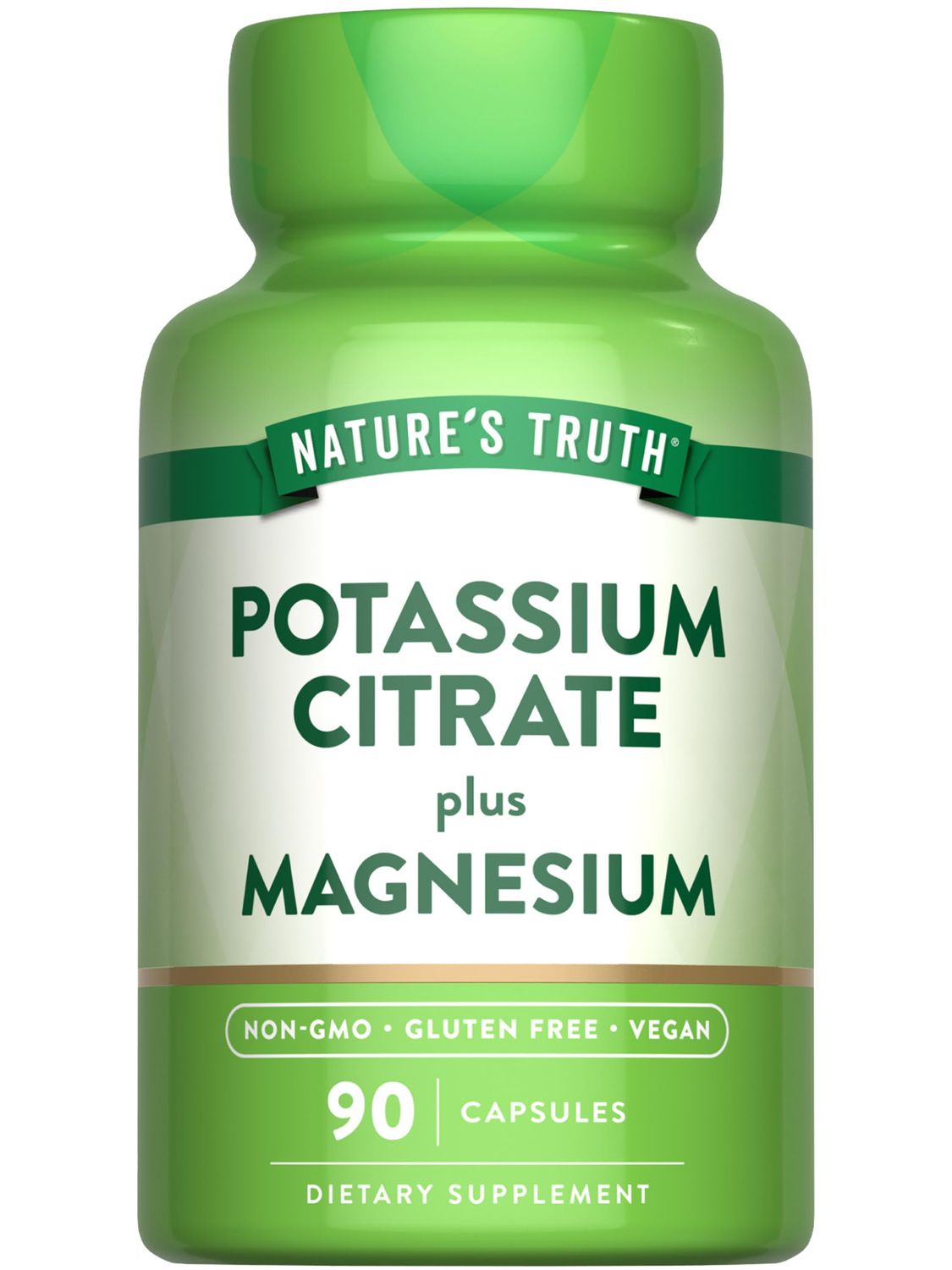 Nature&#39;s Truth Potassium Magnesium Citrate Capsules 90 Count Vegan, Non-GMO Gluten Free Supplement