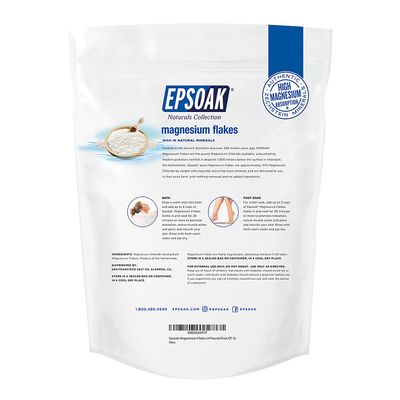 Epsoak Naturals Collection Magnesium Flakes for Foot Spa Relaxing Bath, 4 lb, 100 Natural Unscented Zechstein Magnesium Chloride