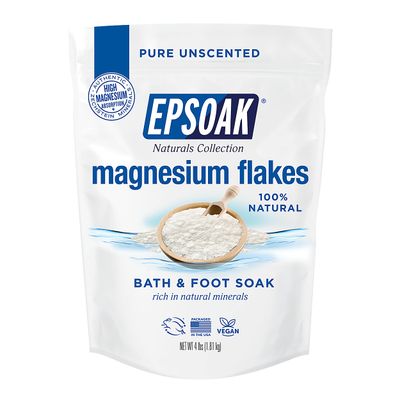 Epsoak Naturals Collection Magnesium Flakes for Foot Spa Relaxing Bath, 4 lb, 100 Natural Unscented Zechstein Magnesium Chloride