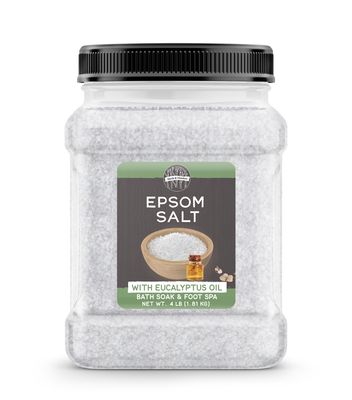 Birch Meadow Epsom Salt with Eucalyptus Oil, 4 lb, Magnesium Sulfate, Bath Soak, Healing Cleansing