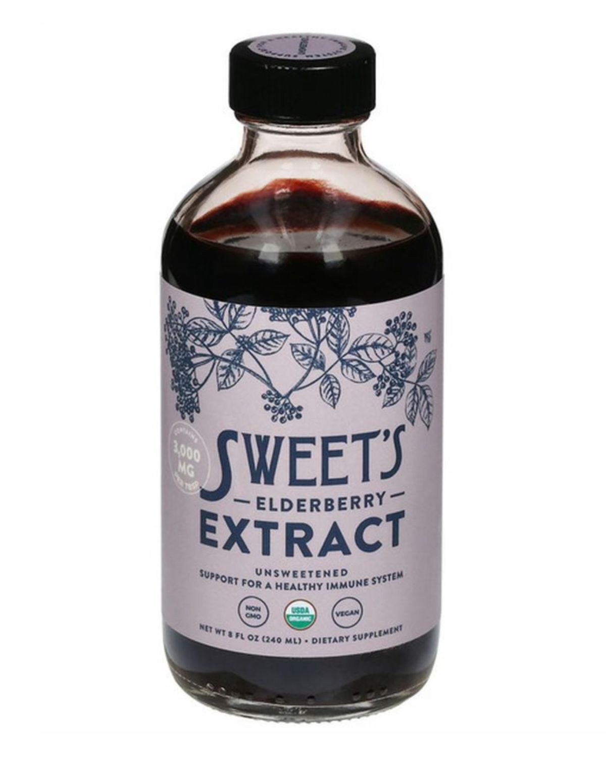 Organic Elderberry Extract Unsweetened Elderberry Immune Support Vegan Keto and Diabetic Friendly 8 fl oz Bottle Alcohol-Free Certified USDA Organic
