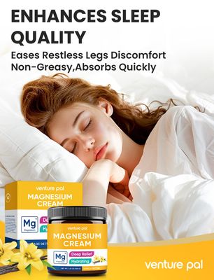 Venture Pal Magnesium Lotion, Topical Magnesium Cream for Sleep, Leg Cramps Pain, Muscle Relaxation, Calm, Moisturizing Supplement with Coconut Oil, Shea Butter Hyaluronic Acid, Safe for Kids
