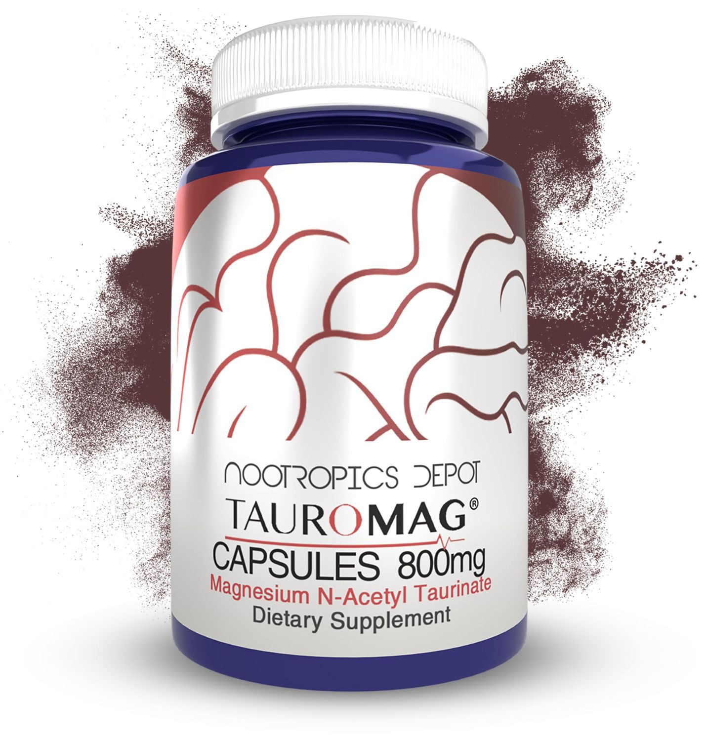 Nootropics Depot Tauromag Capsules 800mg Magnesium N-Acetyl Taurinate 30 Count