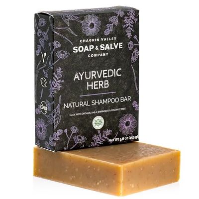Chagrin Valley Soap Salve Ayurvedic Organic Shampoo Body Wash Soap Bar - Nurtures Dandruff Dull Hair - Sulfate Free Shampoo - Sustainable, Vegan Handmade - 5.6 oz Women Mens Soap Bar
