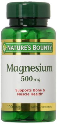 Nature&#39;s Bounty Magnesium 500mg, 100 Count, Pack of 2