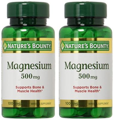 Nature's Bounty Magnesium 500mg, 100 Count, Pack of 2