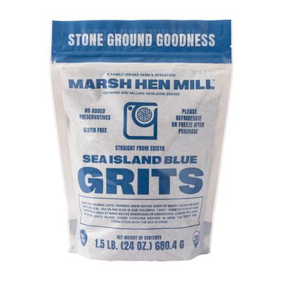 Marsh Hen Mill Sea Island Blue Grits Stone Ground Grits Gluten Free Old Fashioned Grits Southern Heirloom Corn Grits with a Hearty, Fruity, Nutty Flavor 100 Natural 24 Oz (Pack of 1)