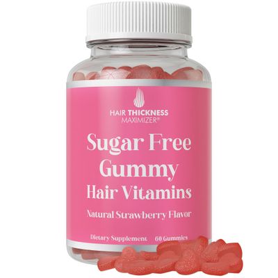 Plant-Based Sugar Free Hair Skin and Nails Gummy Vitamins. Delicious Gummies for Women and Men. with Biotin Zinc for Healthier, Fuller-Looking Hair, Skin, and Nails. Strawberry-Flavored, Vegetarian
