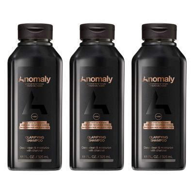 Anomaly Vegan Eucalyptus Clarifying Charcoal Scalp Shampoo for Build Up Sulfate Free Paraben Free for Women Men Eco Friendly Sustainable Packaging from Ocean Plastic, 11 fl. oz. (Pack of 3)