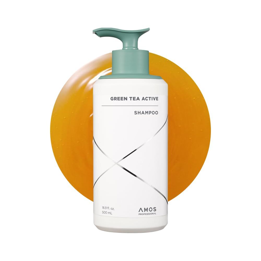 AMOS PROFESSIONAL Green Tea Active Shampoo l Anti-Aging for Fine, Thinning Hair Protects Scalp Volumizing Hair Clinically Proven, 16.9 fl.oz
