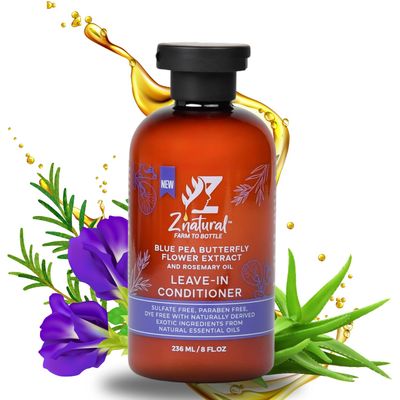 Z&#39;natural Leave-In Conditioner for Curly Hair Infused with Argan Oil and Blue Pea Butterfly Hair Care for Women Kids Repairs Split Ends Protects from Damage 236 ml