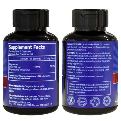 Magnesium L-Threonine 1900mg Supplement High Absorption Mineral Magnesium Capsules for Bone Muscle Support 90 Counts Premium Bioavailable Formula