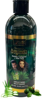 Alma Belleza Shampoo de bergamota biotina, colageno Aloe Vera Net Wt 33.8 fl. oz