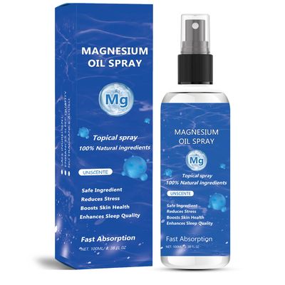 Magnesium Spray, Magnesium Oil Spray, No Unhealthy Trace Minerals - 100 Pure Organic Natural Topical Magnesium Spray, Magical Magnesium Skin Spray for Feet, Body, Sleep Relaxation (100ml)