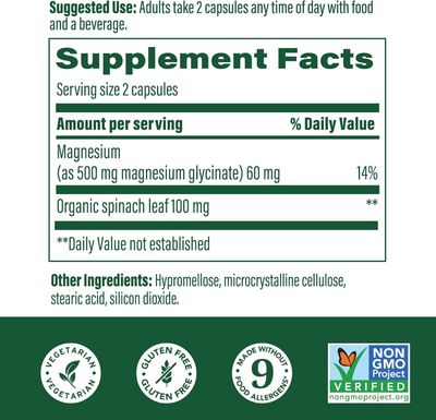 MegaFood Magnesium Glycinate 500mg - Chelated Magnesium Supplement - 60mg Elemental Magnesium - Gentle on the Stomach - Supports Normal Sleep Cycle Healthy Stress Response - 120 Capsules 60 Servings