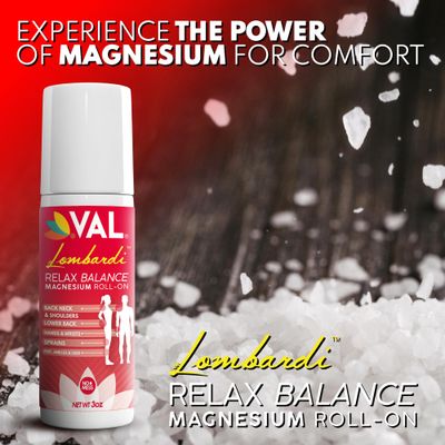 VAL Lombardi Joint Muscle Therapy Magnesium Roll-On Zechstein Magnesium Lotion with Arnica Herbal Blend 3oz